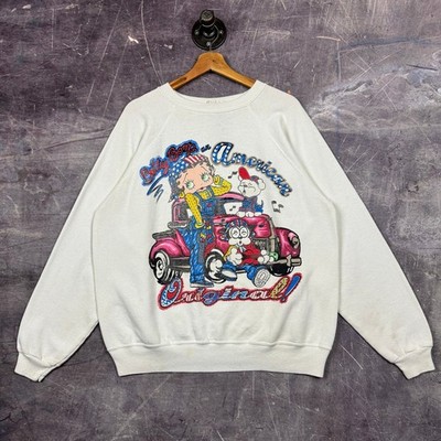 Vintage Betty Boop Sweater Men's White L American Original