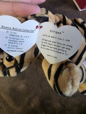 TY Beanie Baby Original - Stripes the Tiger 1995 with tag