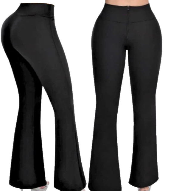 JUST LOVE Flared Leggings Push Up Tummy Control Booty Lifting High Waisted Blk M