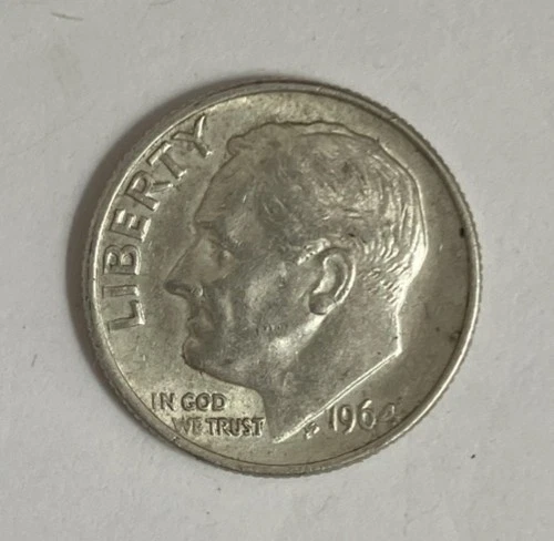 1964-P Roosevelt Dime: 90% silver, circulated, ungraded