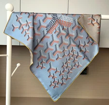 100% Twill Silk Mulberry Double Face boomerang Print Scarf 65X65cm Squre Bandana