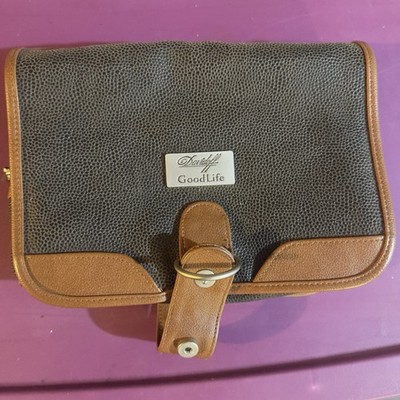 Vintage Davidoff GoodLife Travel Toiletry Bag Dopp Kit Cigar Case Leather Brown