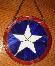 Stained Glass Window Panel Tiffany Style "Texas Lone Star" Suncatcher Art Glass