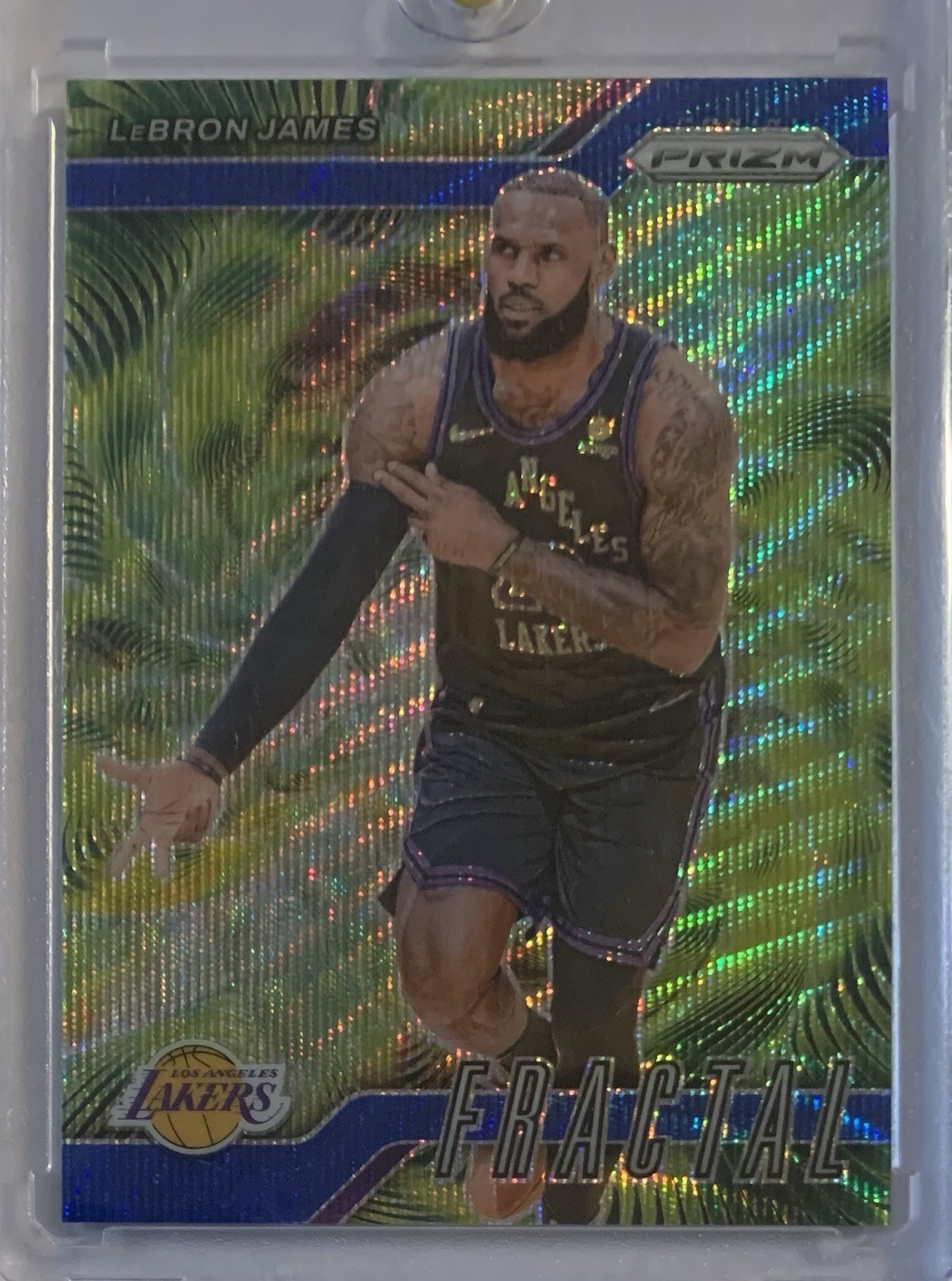 2024 Prizm Lakers LeBron James Fractal Blue Wave Prizm 23/175 Jersey Match