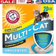 Multi-Cat Unscented Clumping Cat Litter 20 lb Odor Eliminating Dust Free Formula
