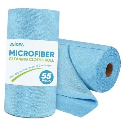 Microfiber Cleaning Cloth Roll Shop Towels 55 Sheets 55 Count (Pack of 1) Blue