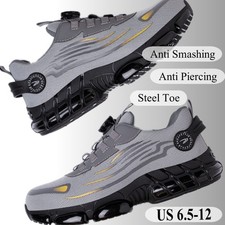Rotary Button Work Shoes Anti-slip Safety Shoes Men Steel Toe Sneaker Protection