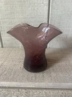 Blenko Glass Pinched Crackle Vase  Amethyst Vintage