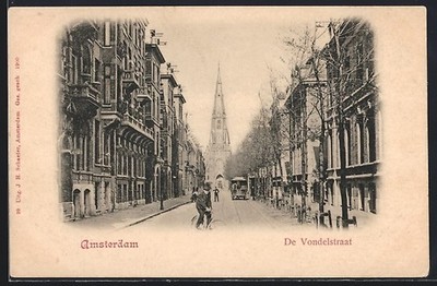 Ansichtskarte Amsterdam, De Vondelstraat, Strassenbahn 