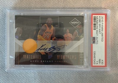 2010 PANINI LIMITED #30 KOBE BRYANT Material Monikers Patch Auto 01/25 PSA 7.5 