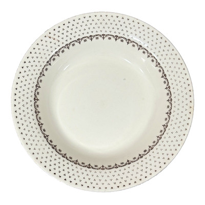 Unmarked Franciscan Orleans Pattern Style Brown & White Fleur-de-lis Bowl