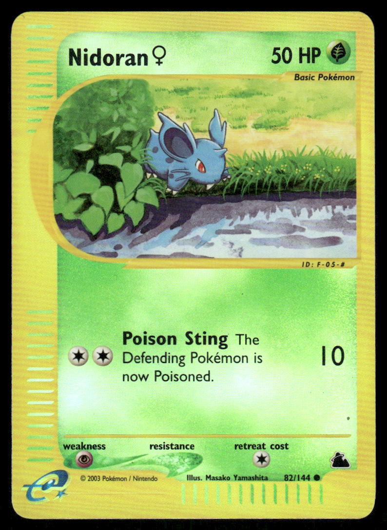 Pokemon Cards Nidoran F 82/144 Reverse Holo Skyridge Common NM