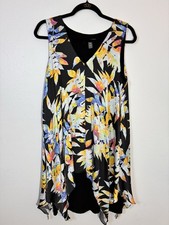 Muse Dress Size 10 Multi Color Black Under Dress Leaves Boho Sleeveless. F15