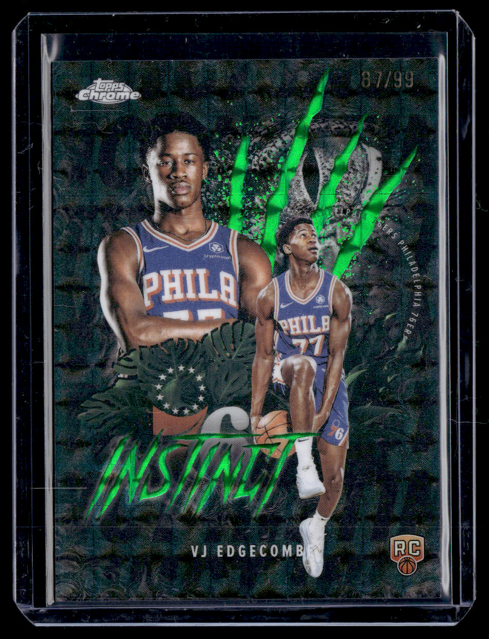 2025-26 Topps Chrome VJ Edgecombe Instinct (RC) Green Geometric Refractor #/99