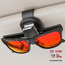 Sunglass Holder for Car Visor, One-Handed Operation Leather Sunglasses Clip