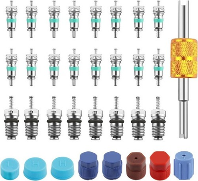 #ad #ad 33PCS Car AC Valve Core Kit with R134A R12 High amp; Low Pressure Caps Removal Too $14.99