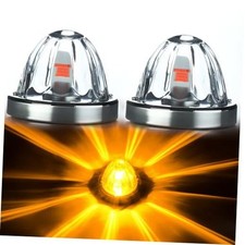 2Pcs Clear Lens Amber LED Watermelon Lights - Glass Side Clear Lens - Amber LED