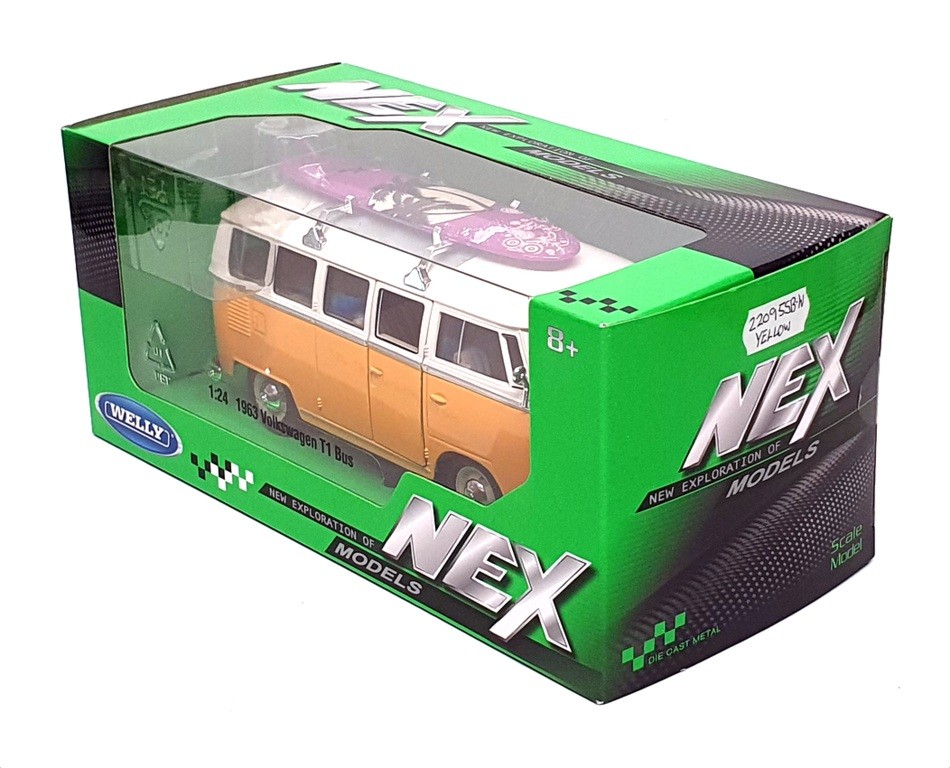 Welly NEX 1/24 Scale 22095SB-W - 1963 Volkswagen T1 Bus With Surf