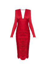 VERSACE Red Draped  Dress New And Authentic