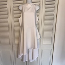 New York & Co. White Sleeveless Asymmetrical Dress Sz XL Athletic Stretch Summer