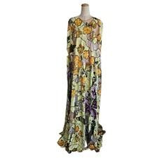 Oscar De La Renta Multicolor Art Nouveau Sequin Embroidered Caftan Maxi Dress