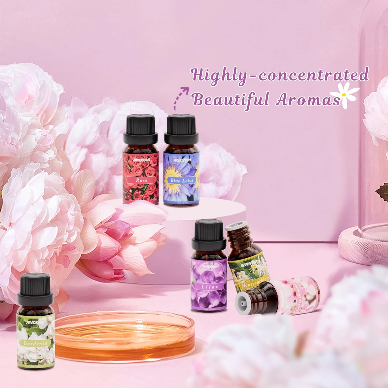Floral Essential Oils Set, Natural Flower Essential Oil Gift for Women - Rose... thumbnail 2