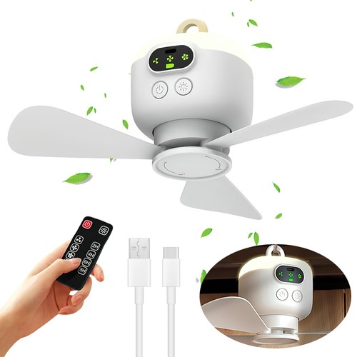 USB Camping Zelt Fan Deckenventilator Mit Fernbedienung Led Campingventilator - Bild 19 von 19