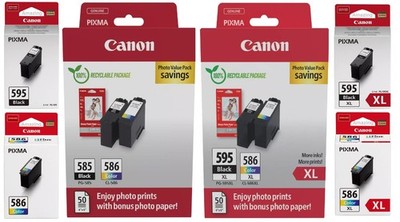 Original Canon PG-595 XL, CL-586 XL, Tintenpatronen für Pixma TS6550i TS7550i SET