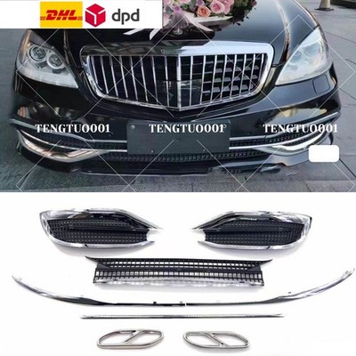 Chrome Front Bumper Lower Grille Mesh For Benz S class W222 S500 S550 2018-2020