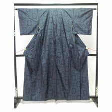 Made-To-Measure Silk Oshima Tsumugi Kimono Black Flower Diamond Japan