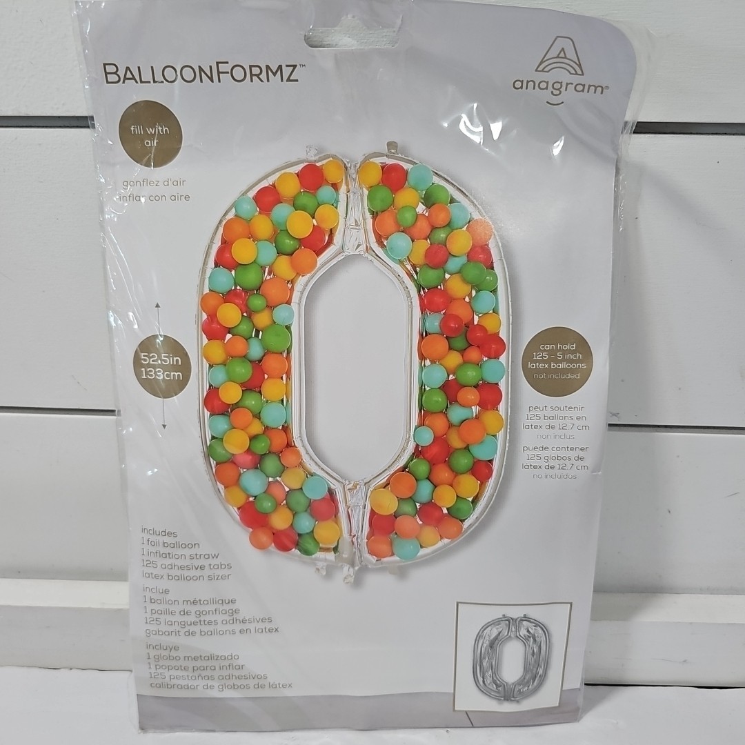 Anagram Balloon Formz 52.5"  Zero (0) Silver Foil Balloon Birthday Party Decor