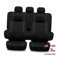 9PCS Car Seat Covers Full Set, Breathable Comfort Auto Front  Rear Seat Black