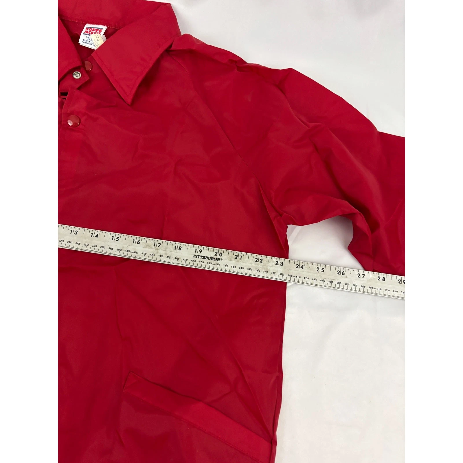 Vintage Soffe Windbreaker Jacket Men LARGE Red Nylon Snap-Closure 1990s NEW image 9