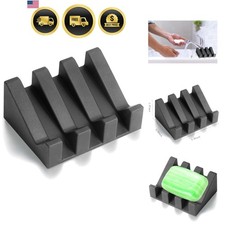 Soap Dish Bar Soap Holder Shower Bathroom Kitchen Sink Drainage Silicone