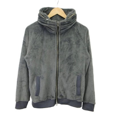 BEAMS HEART Jacket Boa Blouson Fleece Jacket Top M Gray Plain High Neck Long