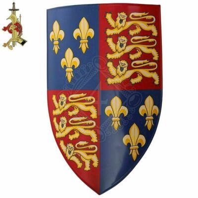 Medieval Lion Warrior Steel Decorative Edward Shield Fleur Design Christmas Gift
