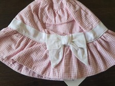 Janie And Jack NWT BABY Girls 3 6 M Pink checks Sun Hat white sash lined bucket