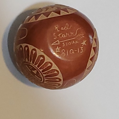 Red Starr Sioux Sgraffito Keramik Samen Topf Miniatur - Bild 13 von 15