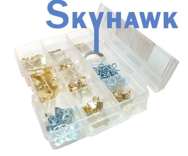 New 211 Pc FASTENER PICTURE WALL HANGING HOOKS NAIL WIRE KIT  - Image 2 of 2