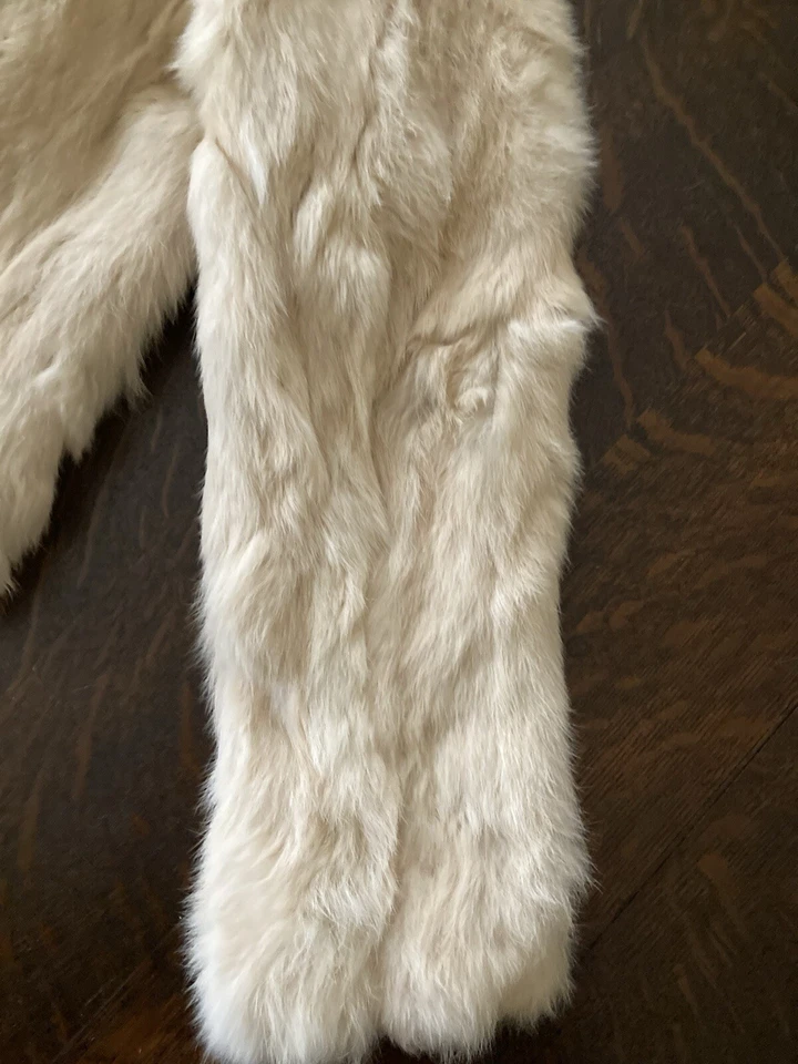 Jaqueta de pele de coelho italiana anos 90/Y2K com zíper, bronzeada, tamanho 12 para meninas, Bomb Boogi - Imagem 3 de 4