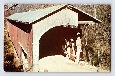 Postcard Indiana Monroe County IN Nancy Jane Covered Bridge Salt Creek 1960s