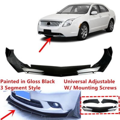 Add-on Universal For 2010-11 Mercury Milan Front Bumper Lip Splitter Gloss Black