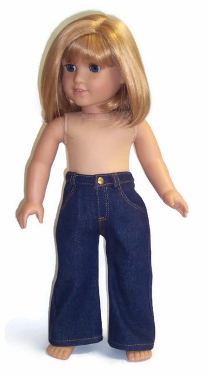 Dark Denim Jean Pants w/Pockets Snap Clothes for 18 inch Girl