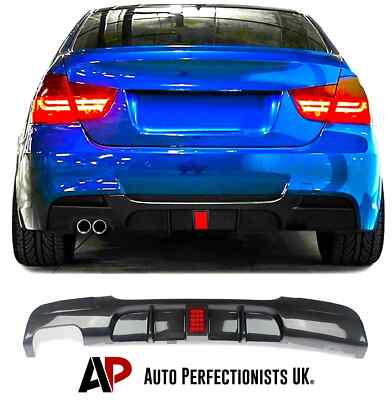 For BMW 3 Series E90 E91 M Sport Carbon Fibre Valance Diffuser Splitter W/LED