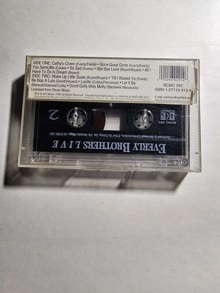 Everly Brothers Cassette Tape Live Album VG+ CS5 - Image 2 of 2