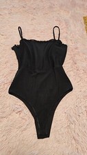 Princess Polly XX Women's Black Polyester Sleeveless Zip-Up Bodysuit Blouses 6