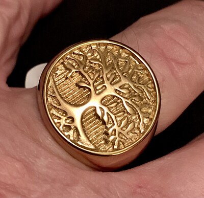 ELVIS STYLE GOLD PLATED TREE OF LIFE RING  IN SIZE 11 USA A STUNNING RING