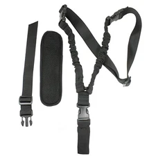 Tactical 1 Single One Point Bungee Gun Rifle Sling + QD+HK+Strap+Shoulder Pad