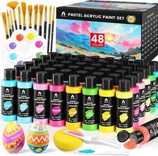 VigorFun 64 Pcs Pastel Acrylic Paint Set with 12 Brushes, 2 Knives & Palette -