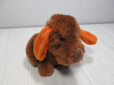 R. Dakin vintage small plush brown puppy dog orange ears stuffed animal 1983